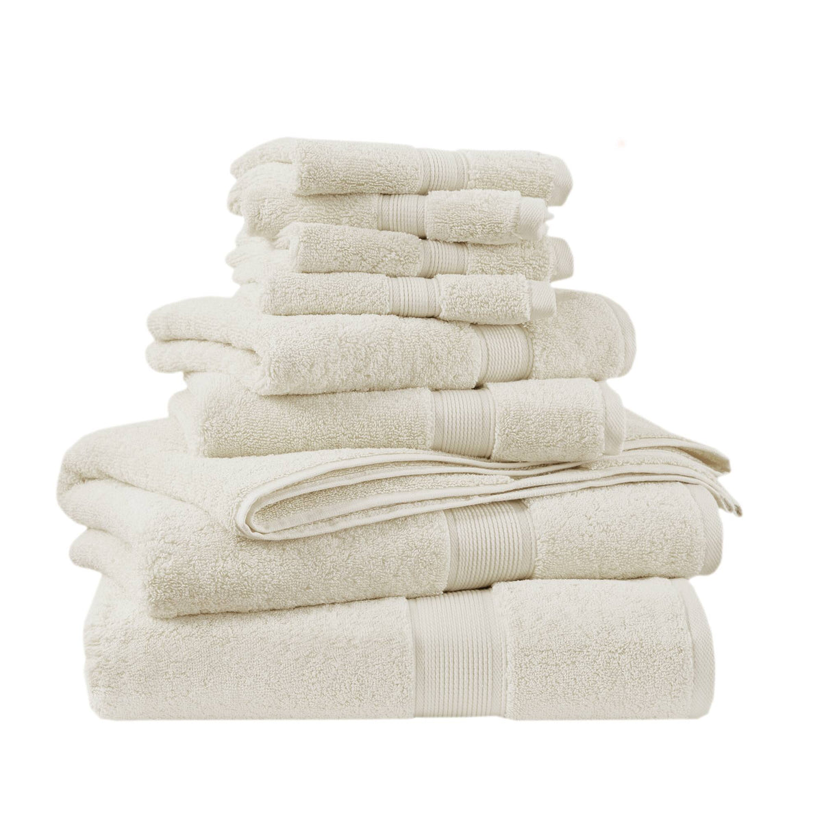 800GSM 100% Cotton 8 Piece Towel Set - Cream