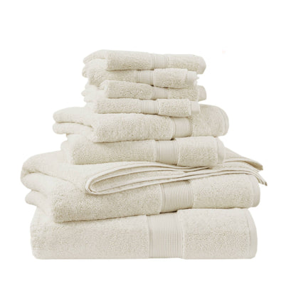 800GSM 100% Cotton 8 Piece Towel Set - Cream
