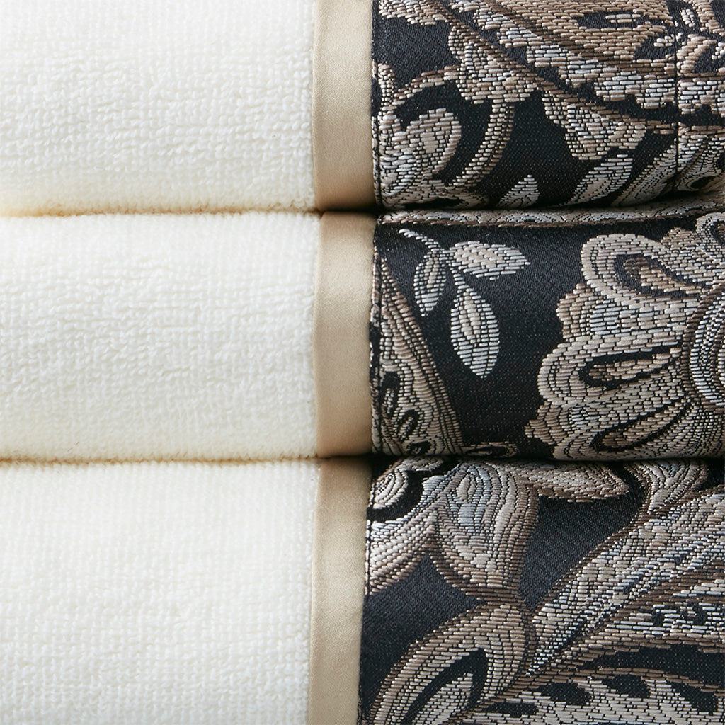 Aubrey 6 Piece Jacquard Towel Set - Black