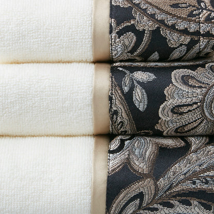 Aubrey 6 Piece Jacquard Towel Set - Black