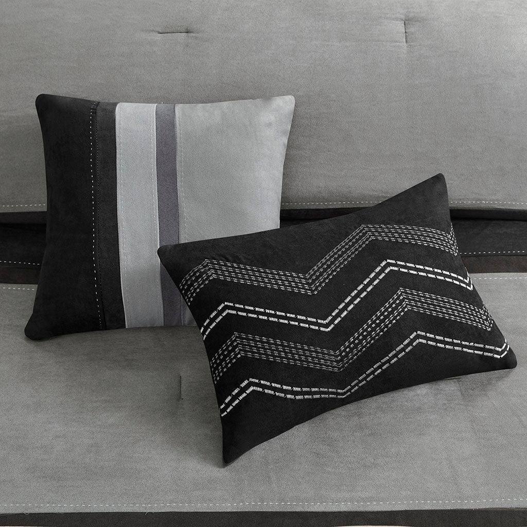 Palisades 7 Piece Faux Suede Comforter Set - Black