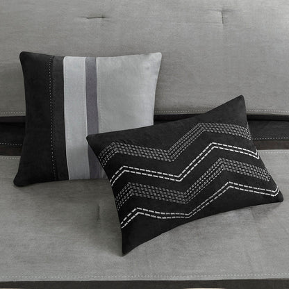 Palisades 7 Piece Faux Suede Comforter Set - Black