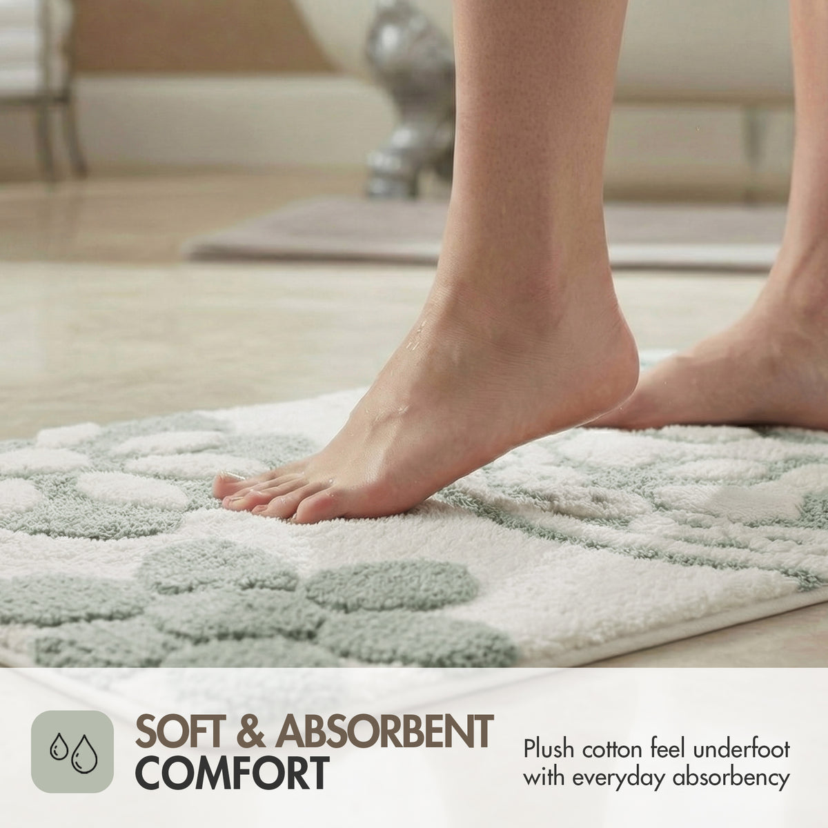 Casablanca Medallion Cotton Tufted Bath Rug - Sage