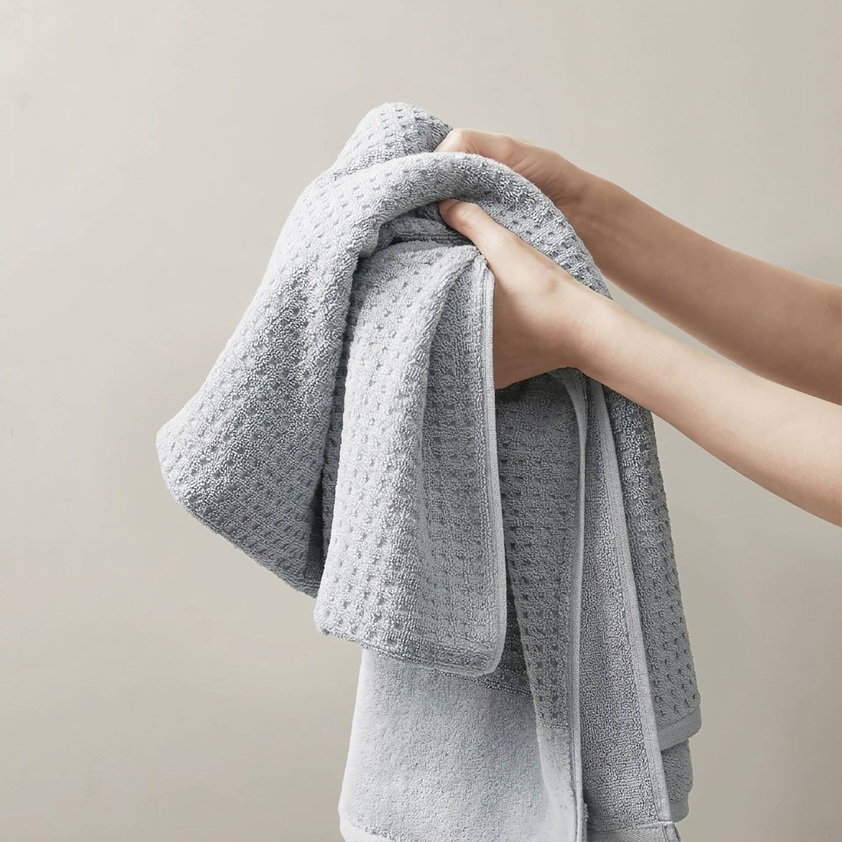 Spa Waffle Cotton Jacquard Bath Towel 6 Piece Set - Blue
