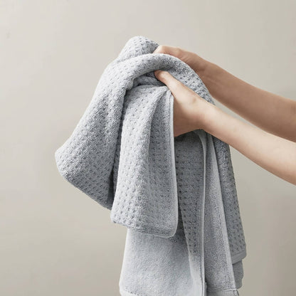 Spa Waffle Cotton Jacquard Bath Towel 6 Piece Set - Blue