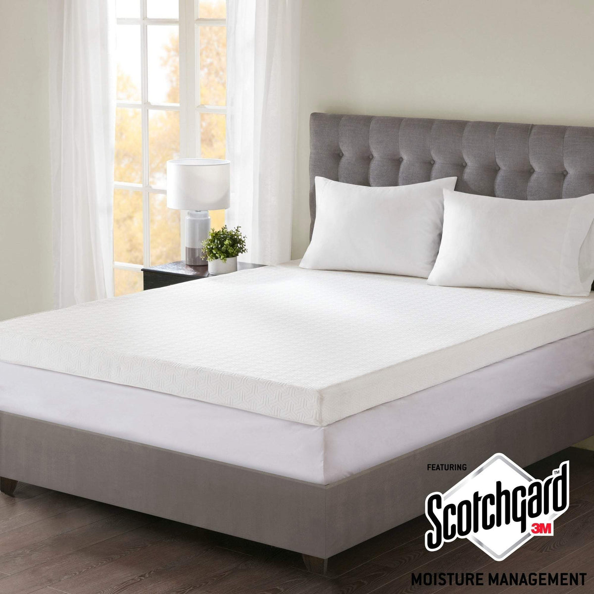 4" Gel Memory Foam with 3M Cover White Mattress Topper Mattress Topper By Olliix/JLA HOME (E & E Co., Ltd)