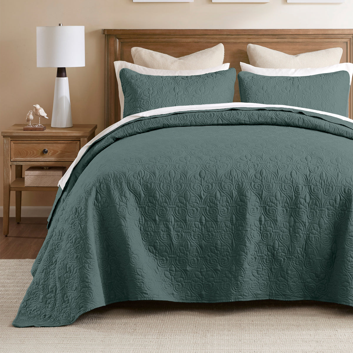 Quebec Reversible Bedspread Set - Balsam Green
