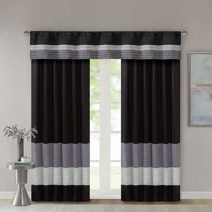Amherst Polyoni Pintuck Window Valance - Black