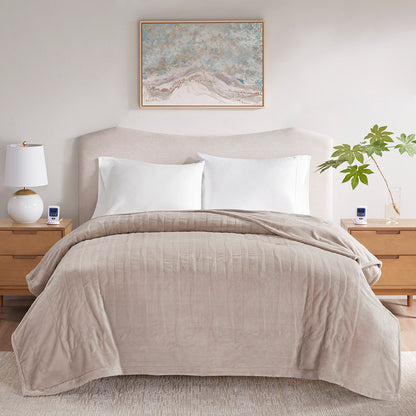 Microplush Heated Blanket with Wifi Technology - Taupe