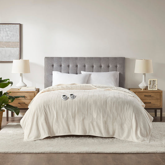 Plush Heated Blanket - Ivory