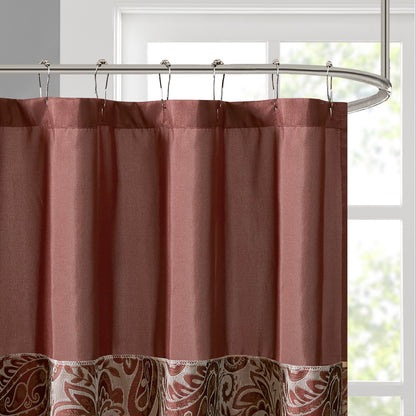 Aubrey Jacquard Shower Curtain - Burgundy