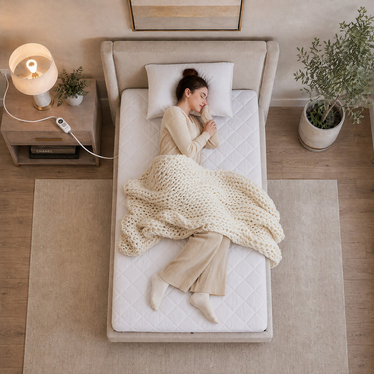 Microfiber Programmable Heated Mattress Pad - White