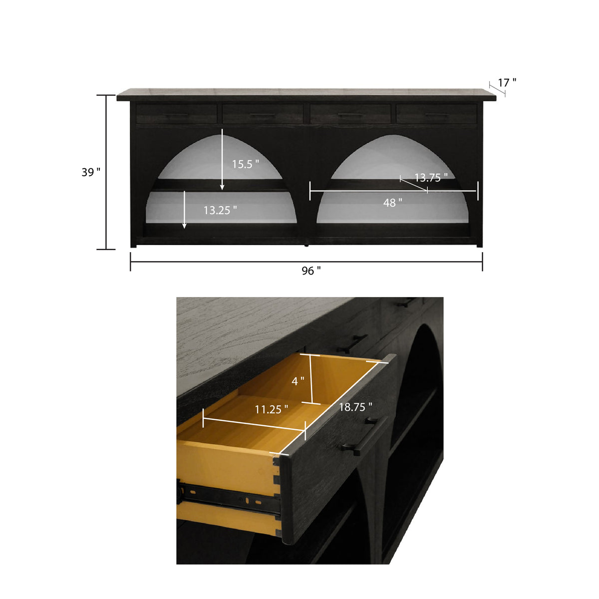 Grayson Highboard - Black/Grey
