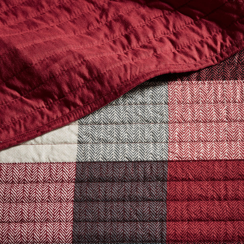 Ridge 6 Piece Reversible Plaid Daybed Cover Set - Red