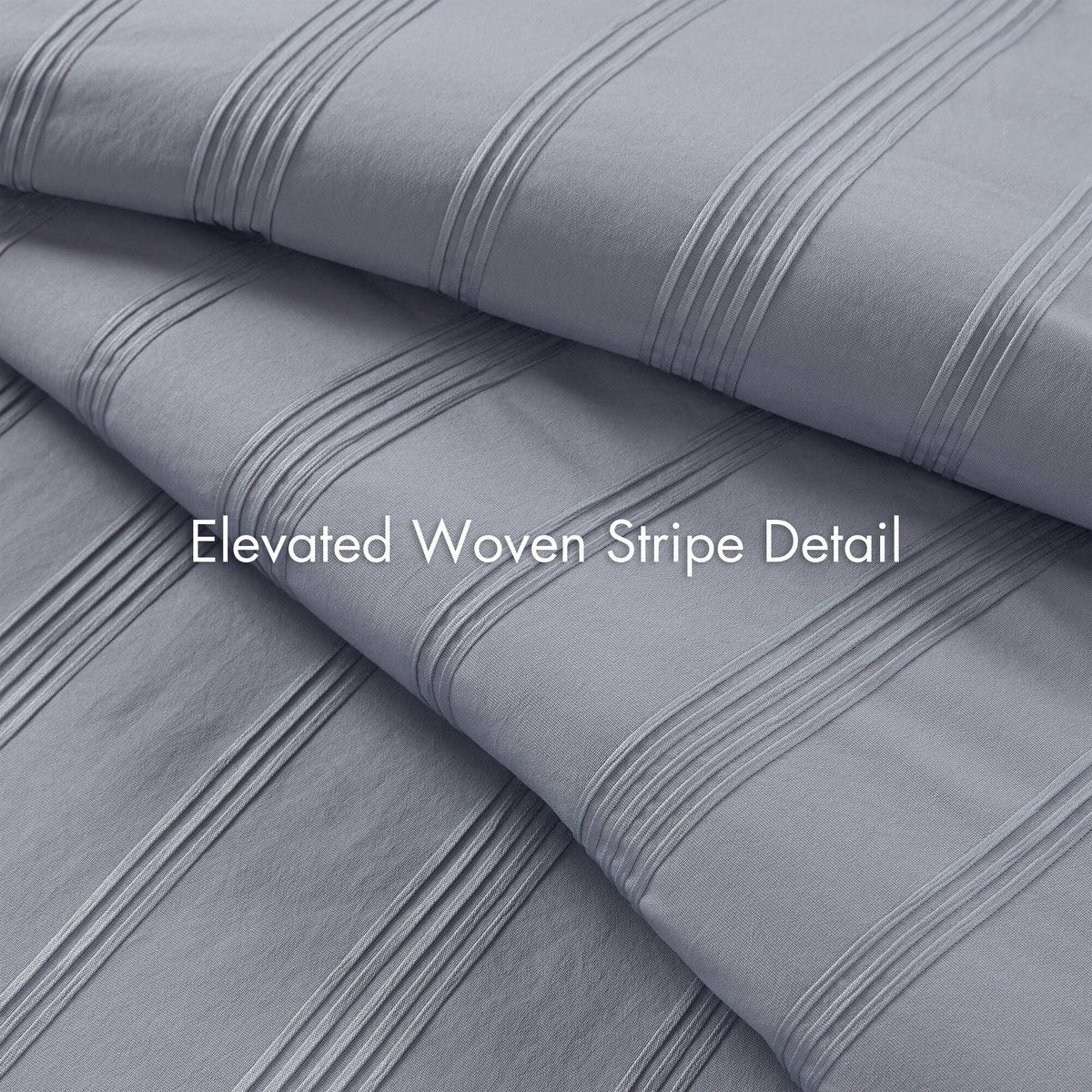Logan Striped Reversible Pintuck Pleated Duvet Set - Blue/Grey