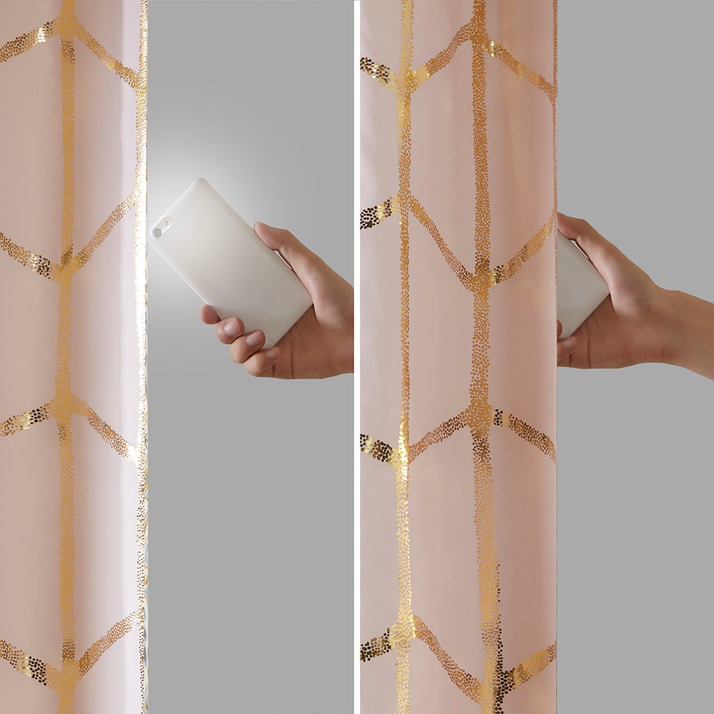 Raina Total Blackout Metallic Print Grommet Top Curtain