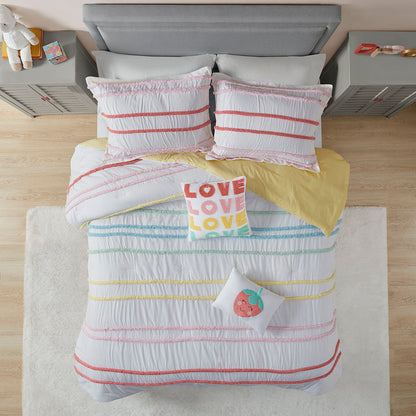 Haisley Cotton Comforter Set with Chenille Trim - Pink
