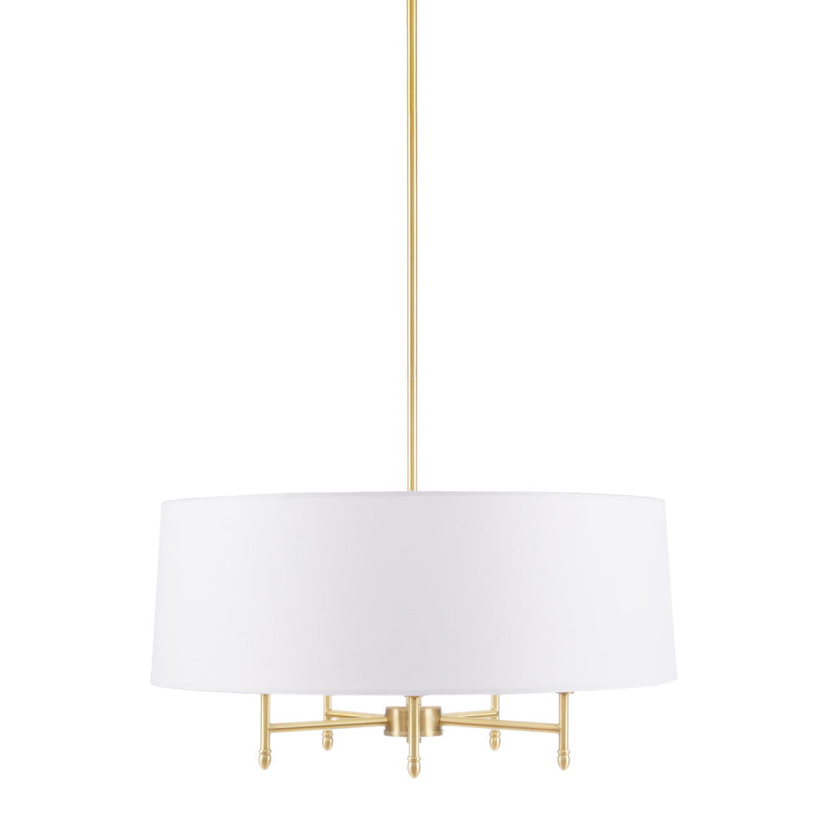 Presidio 5-Light Dimmable Chandelier with Drum-shaped Fabric Shade & Adjustable Height - Gold/White