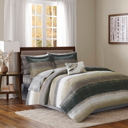 Saben Comforter Set with Cotton Bed Sheets - Taupe
