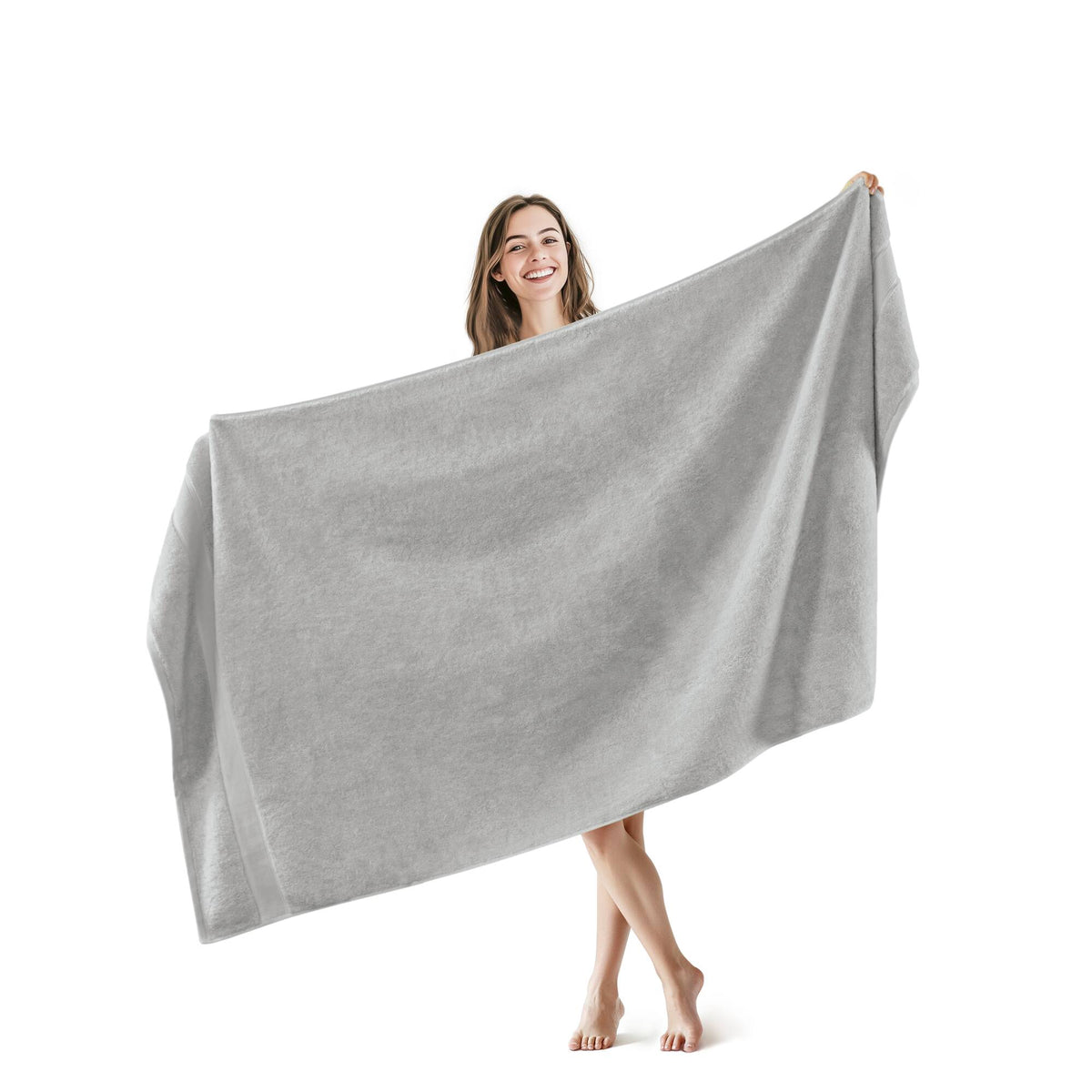 800GSM 100% Cotton Bath Sheet 2 Piece Set - Silver
