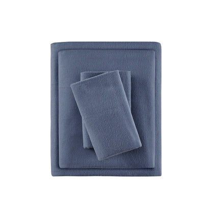 Cozy Cotton Flannel Printed Sheet Set - Blue Solid