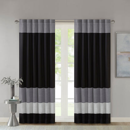 Amherst Polyoni Pintuck Curtain Panel - Black