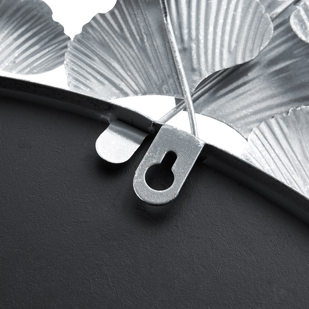 Eden Gingko Leaf Round Wall Mirror 30.5” - Silver