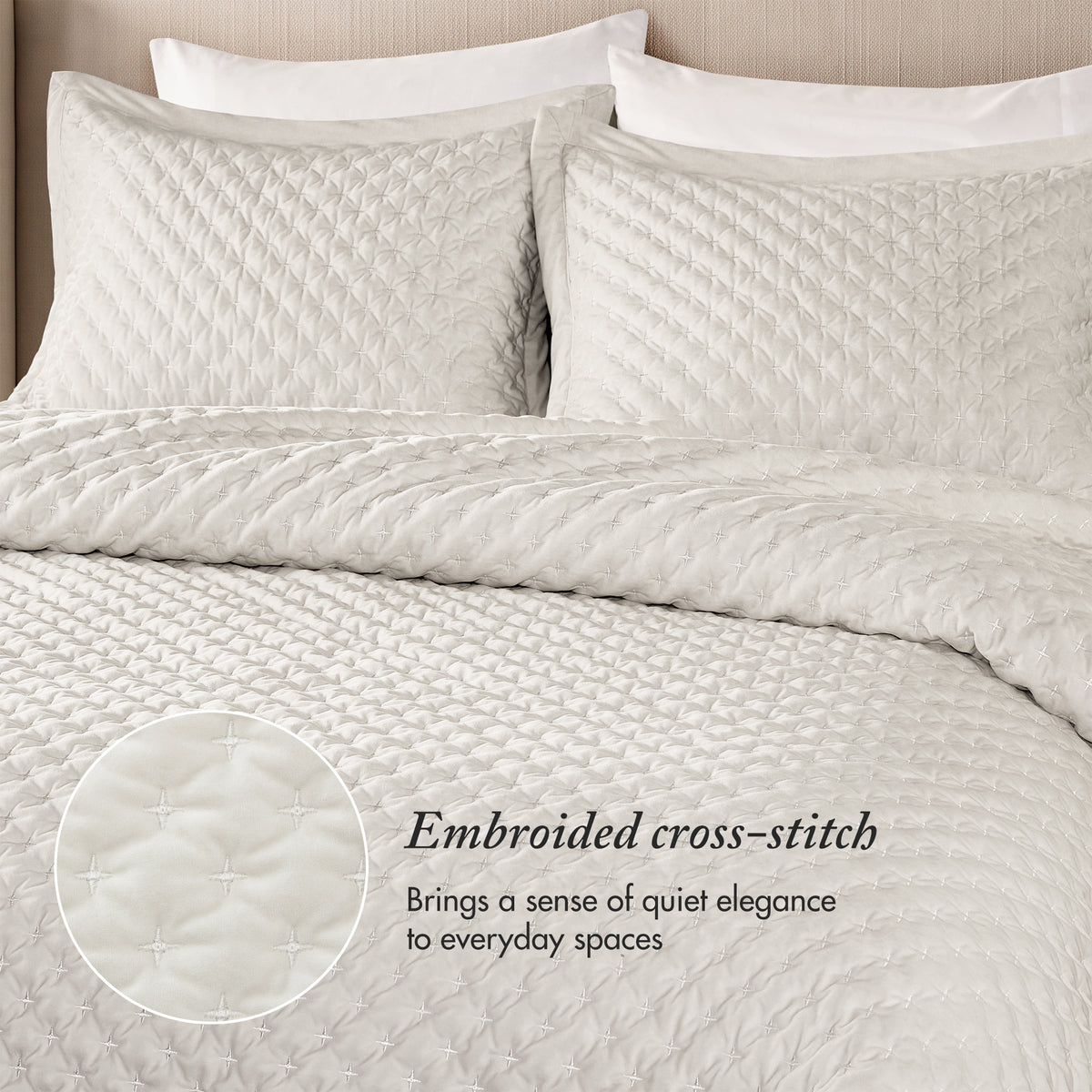 Charleston Velvet Coverlet Mini Set - White