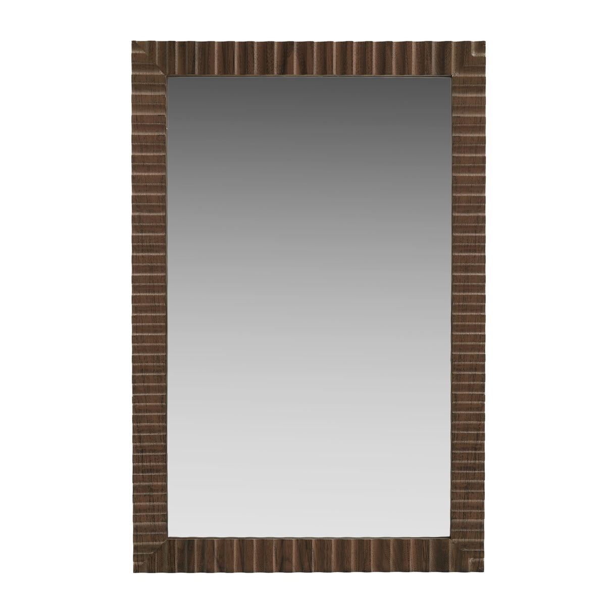 Simone Fluted Wall Mirror - Walnut Brown