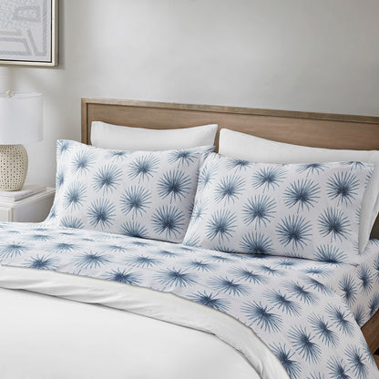 200 Thread Count Printed Cotton Sheet Set - Blue Palmetto