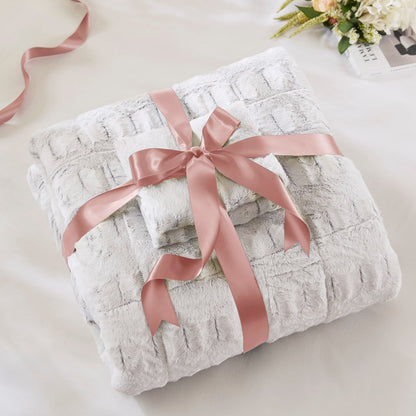 Gia Faux Fur Comforter Mini Set - Gray/White