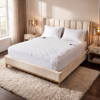 Microfiber Programmable Heated Mattress Pad - White