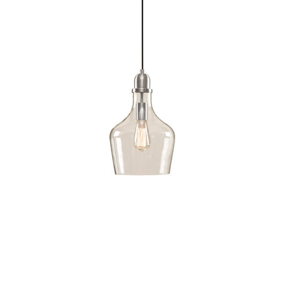 Auburn Bell Shaped Hanging Glass Pendant Light - Silver/Clear