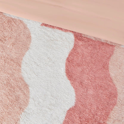 Cassie Ombre Shaggy Faux Fur Comforter Set - Blush Multi