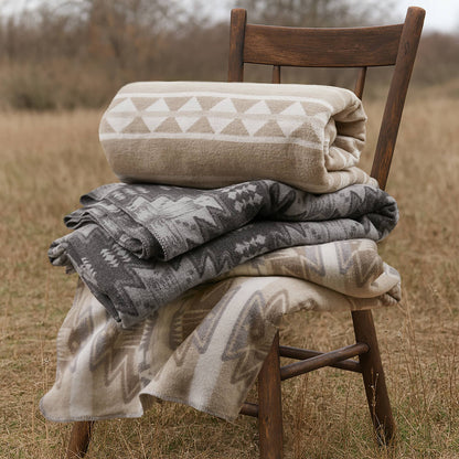 Alberta Cotton Blend Blanket - Grey Aztec