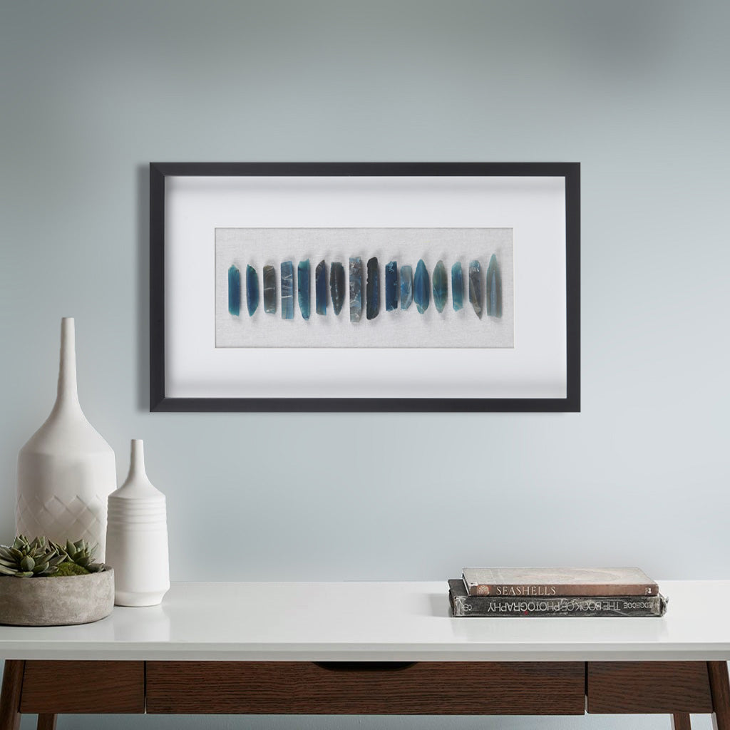 Cerulean Stones Framed Blue Agate Shadowbox Wall Decor Panel - Blue