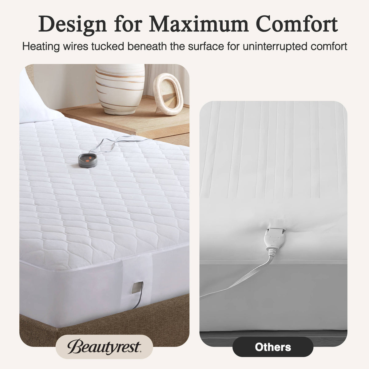 Cotton Blend Heated Mattress Pad - White