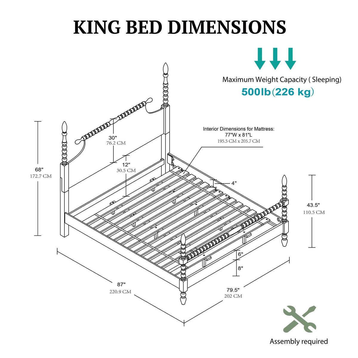 Beckett Turned Wood Spindle Bed - Antique Cream