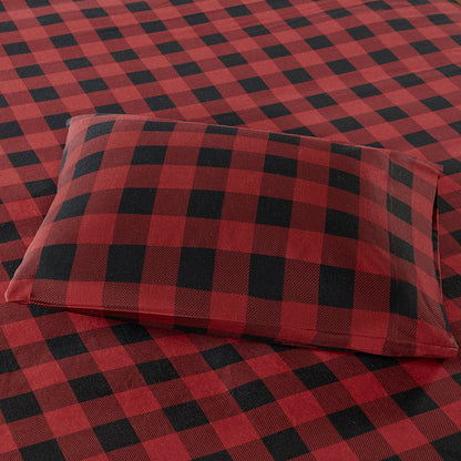 Cotton Flannel Sheet Set - Red/Black Buffalo Check