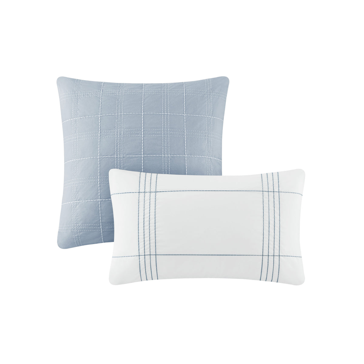 Morgan 6 Piece Cotton Jacquard Oversized Comforter Set - White/Blue