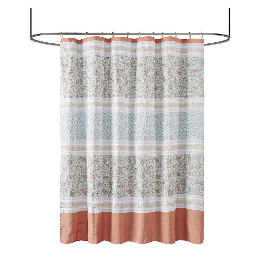 Dawn Cotton Shower Curtain - Coral