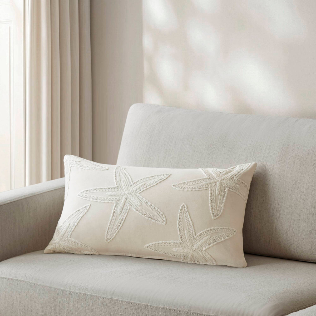 Lily Starfish 1 Piece Cotton Pillow Cover - Linen
