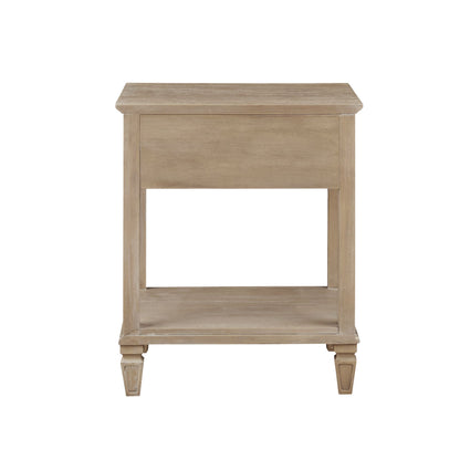Victoria one-drawer wood bedside table with shelf - Light Natural
