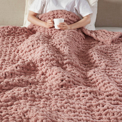 Chenille Chunky Knit Throw - Blush