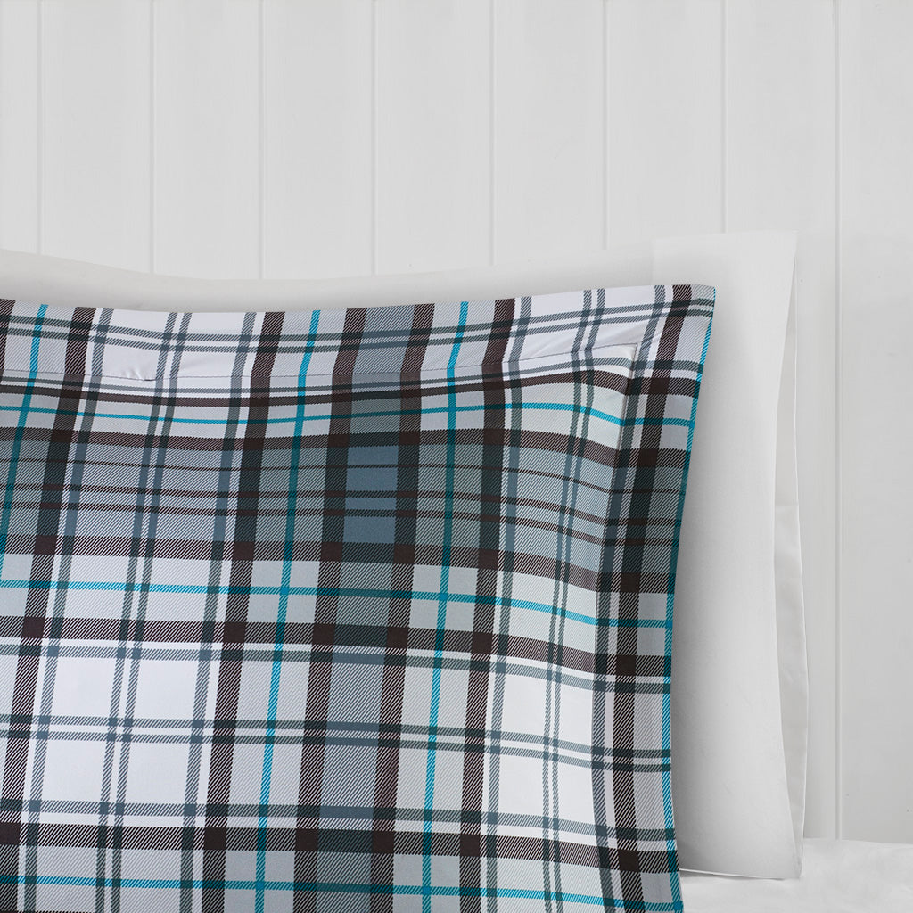 Parkston 3M Scotchgard Down Alternative All Season Comforter Set - Plaid Grey