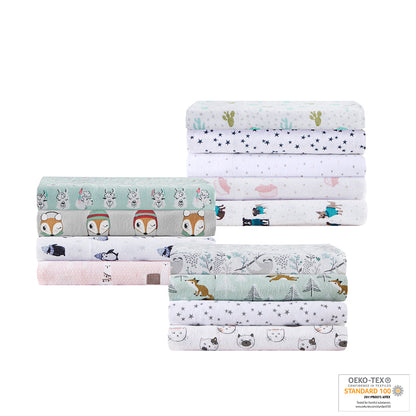 Cozy Soft Cotton Flannel Printed Sheet Set - Grey Sloths