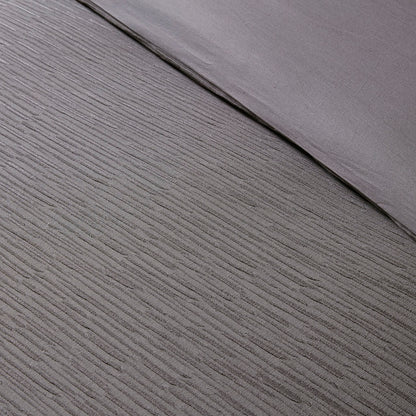 Hanae Cotton Blend Yarn Dyed 3 Piece Duvet Cover Set - Grey