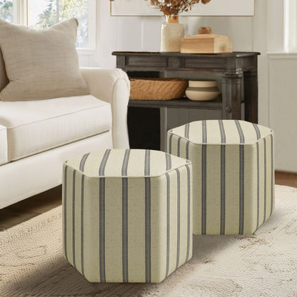 Ellen Accent Ottoman - Linen/Blue