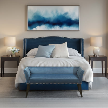 Welburn Upholstered Bench - Blue
