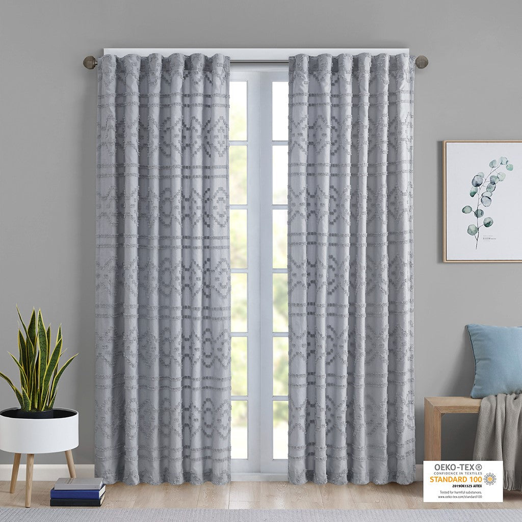 Annie Solid Clipped Jacquard Window Curtain